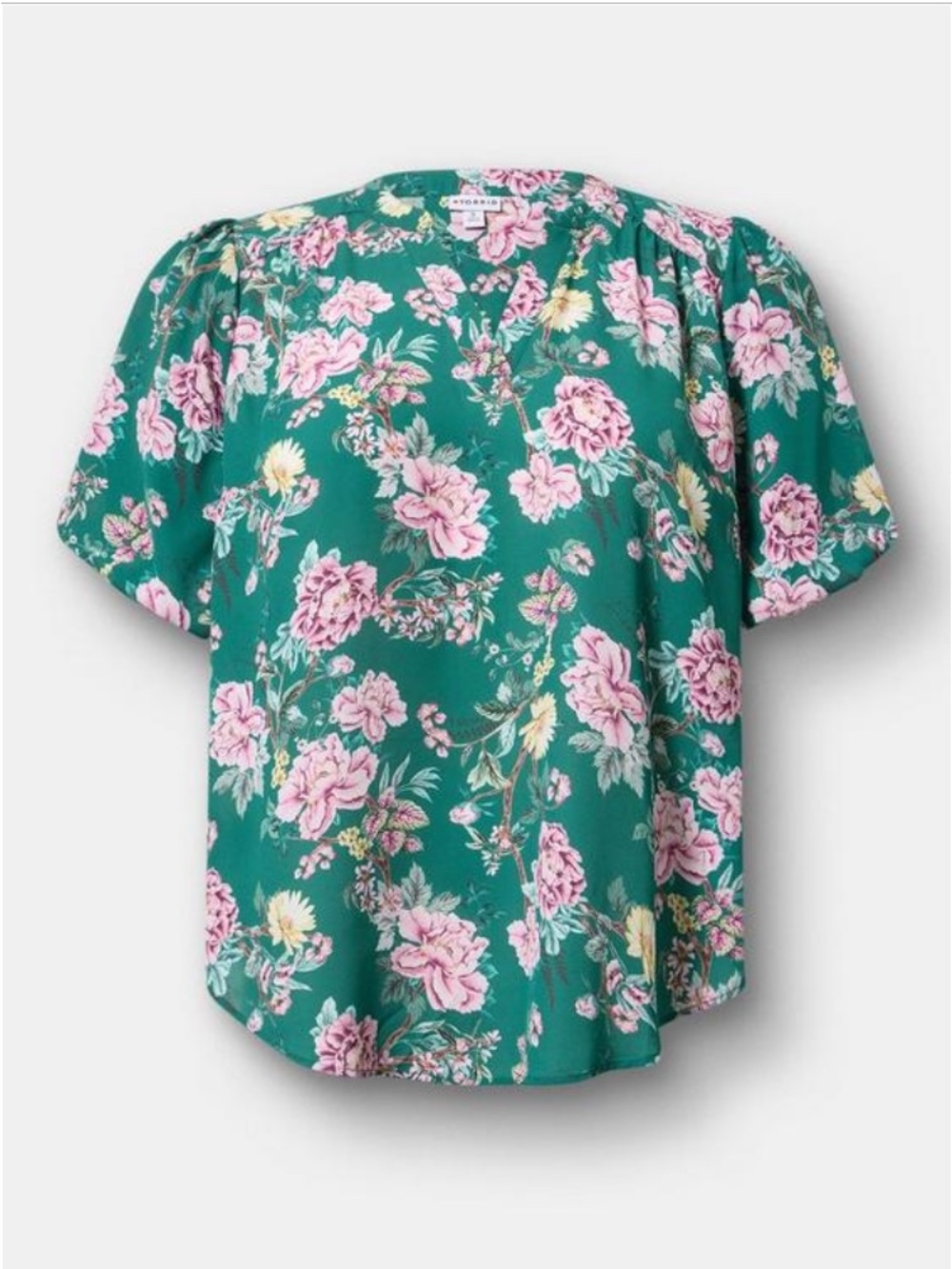 Torrid Harper Georgette Puff Sleeve Blouse Branch Garden Floral Green 10 NWT
